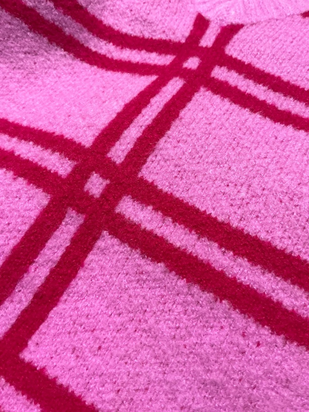 Grey Lab Hot Pink Plaid Oversized Sweater Vest Anthropologie - Picture 3 of 8